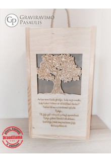 Graviruota vyno dėžė "Medis "